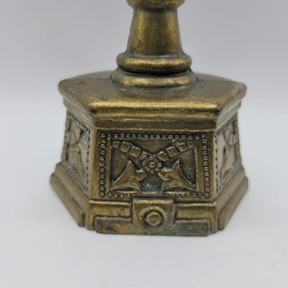 Vintage Brass‎ Menorah Candlestick Holder Ornate Octagon Base 5 Candle